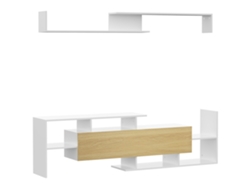 Mueble Tv Estante Pared Madera Blanco Natural