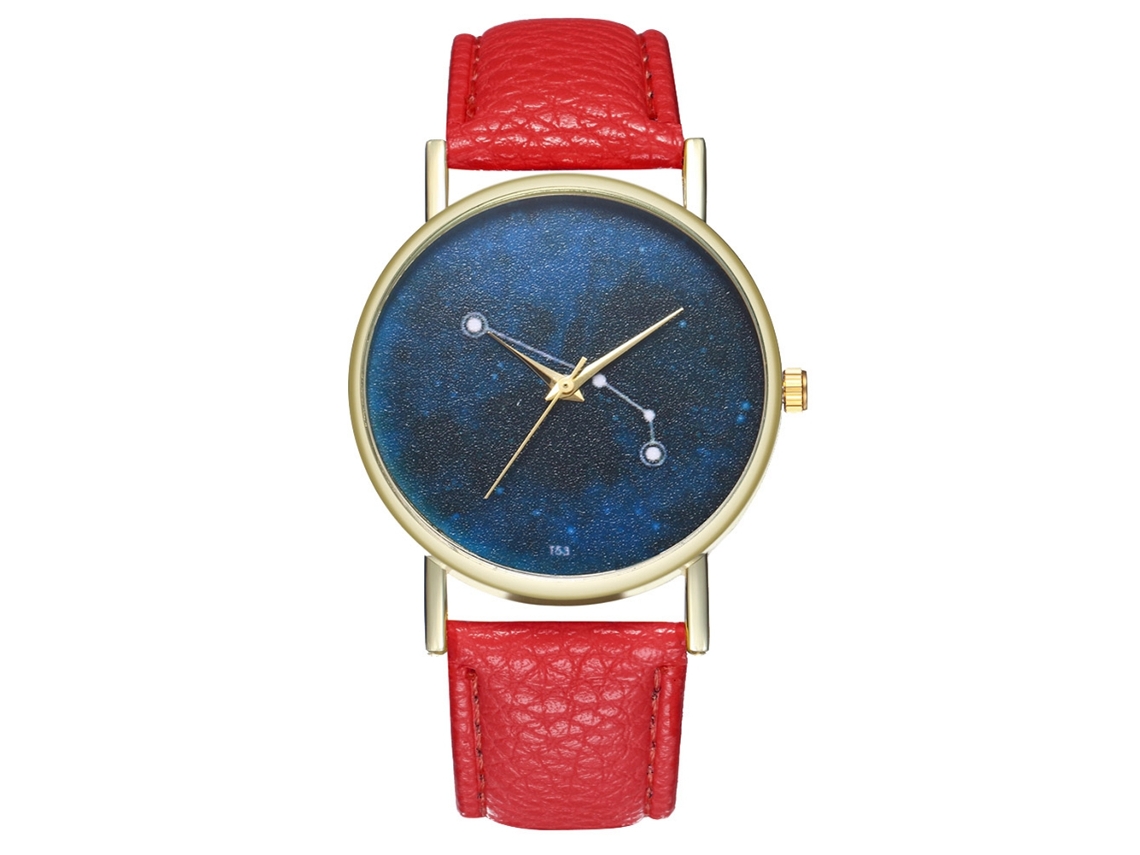 Reloj De Cuero Pu Casual Unisex Simple Moda Reloj De Cuarzo Rojo