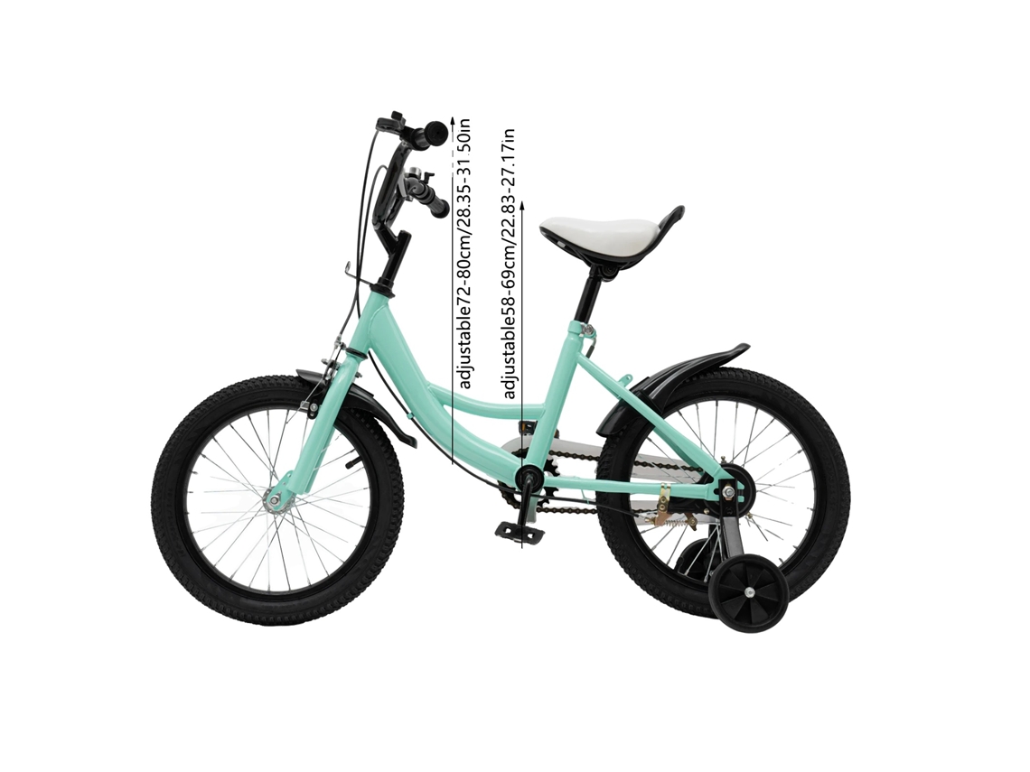 Bicicleta para niños, altura del asiento ajustable, cuadro de acero al carbono duradero, color verde OEM