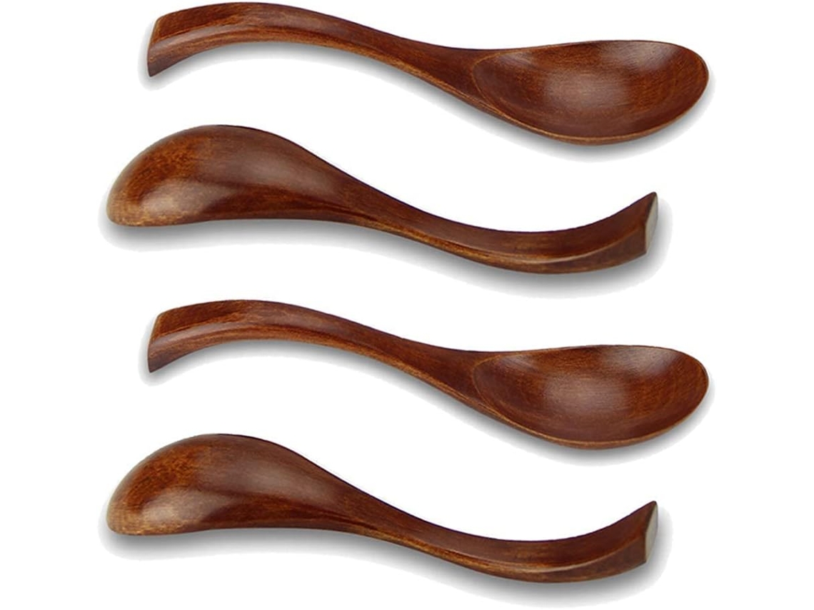 Cucharas de Madera, 4 Piezas, Estilo Japonés, Para Sopa y Postre NEVEANCE