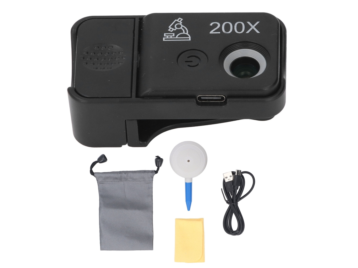 Lente De Microscopio Para Teléfono Con 200x De Magnificación Y Luz Para Tomar Fotos