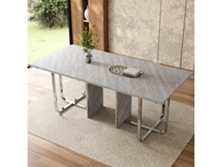 Mesa De 180x80x75cm, Gris Plata, 6 Piezas