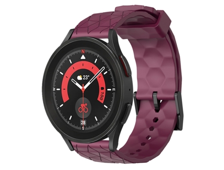 Correa de reloj inteligente para Samsung Galaxy Watch 5 Pro 45 mm 20 mm Patrón de fútbol Correa de reloj de silicona de color sólido (rojo vino)