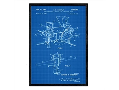 Póster NACNIC con Patente de Dron Helicoptero 2. con Diseño de Patente Antigua