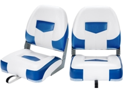 Set de 2 Asiento de Barco, Sillas Plegables con Tira de Fijación Larga, Asiento Ergonómicos con Espuma Espesa y Bisagras Metálicas Duraderas COSTWAY