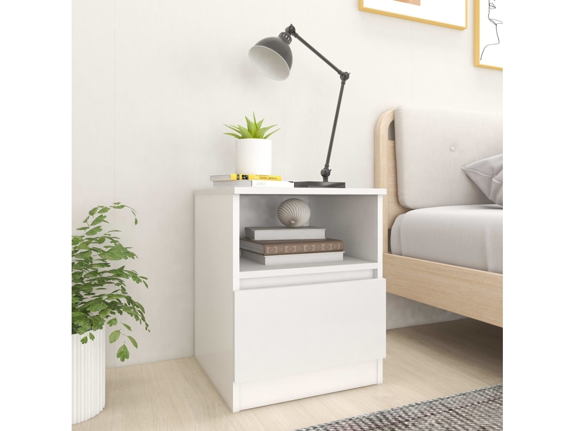 Mesitas de Noche LOVELY HOME Mesinha 2 Pcs 40X40X50 Cm Contraplacado Branco