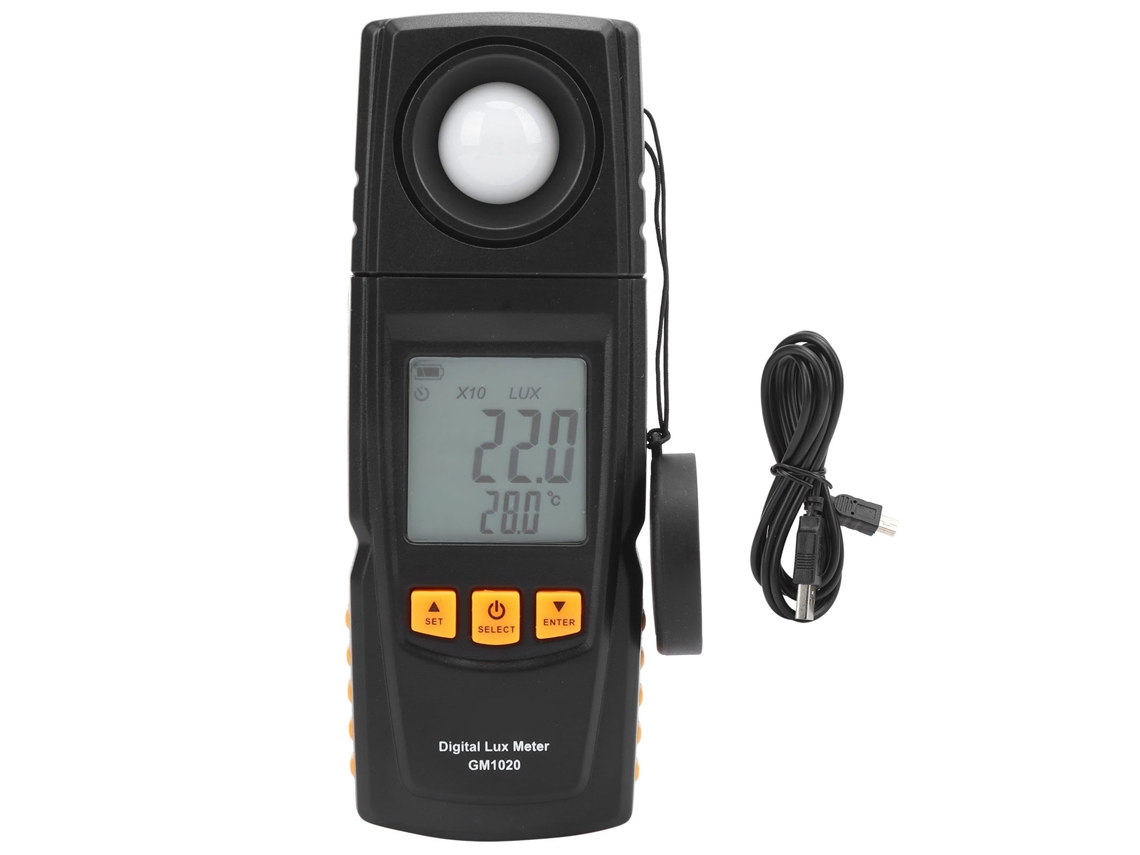 Medidor De Iluminancia Digital Gm1020, Luxómetro De 0 A 200000 Lux Con Sonda Ntc Y Almacenamiento De Datos.