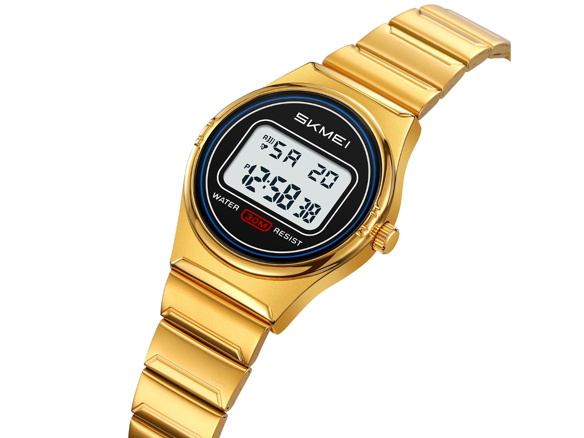 Reloj deportivo de lujo para mujer, resistente al agua, de acero inoxidable, digital, con esfera pequeña.