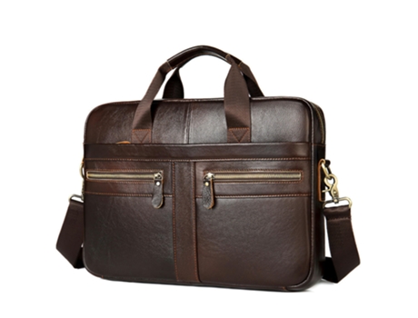 Bolso de cuero genuino vintage Bolso mensajero para computadora portátil Bolsos de hombro tipo bandolera para hombres-2099 Café profundo
