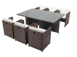Conjunto de Comida CONCEPT U Miami 6 Personas em resina trançada Brown Poly Rattan
