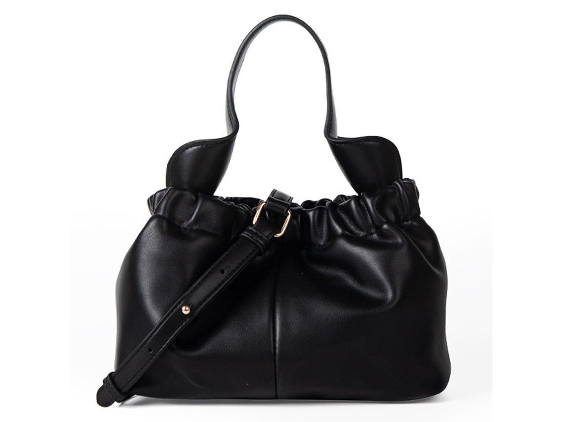 Bolso de mano para mujer, de piel con nódulos transversales, color negro (talla única)