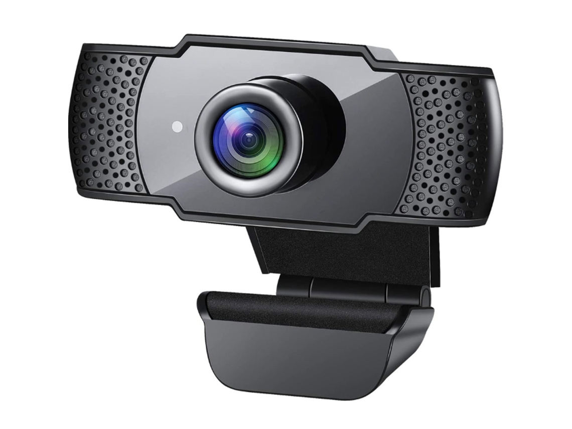 Cámara web 1080P con micrófono Cámara web para computadora con corrección de luz automática Negro YEMAESRE