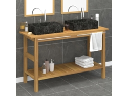 Mueble de baño de teca maciza con lavabos de mármol negro DKD HOME DECOR