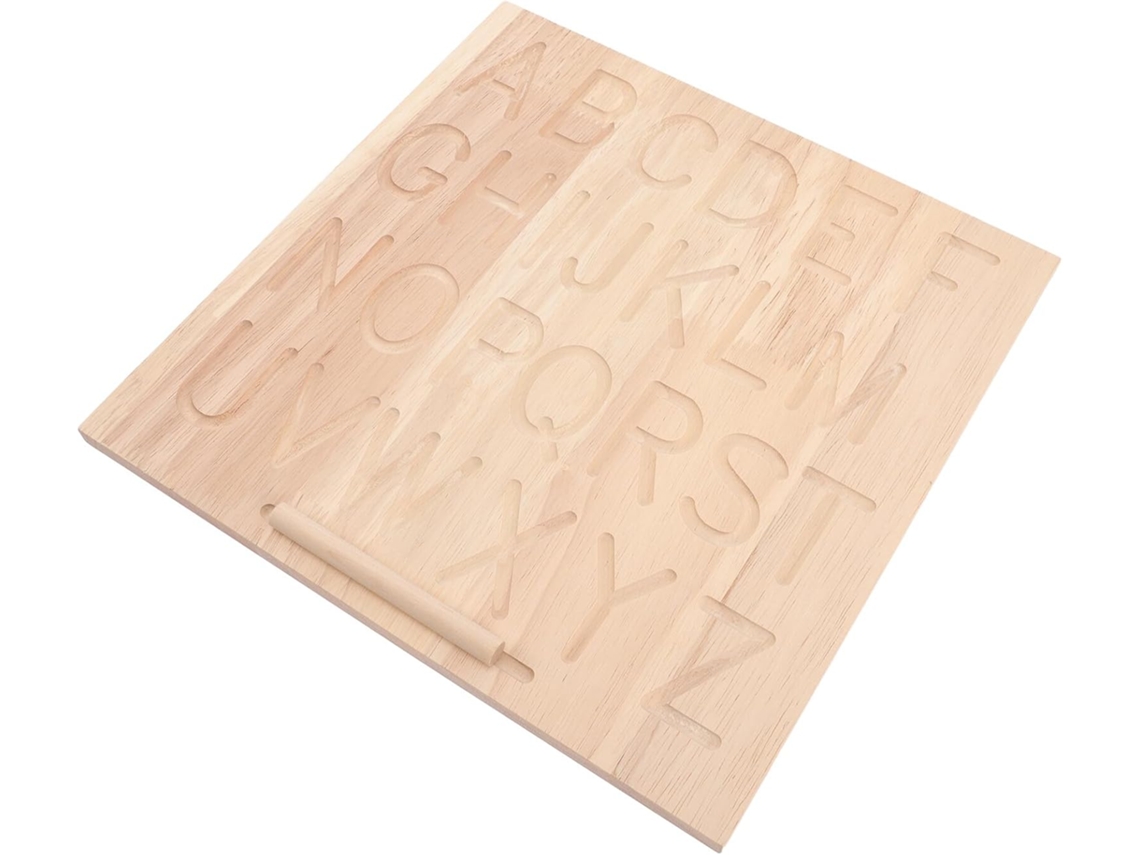 Lámina Montessori de madera reversible para trazar el alfabeto con un bolígrafo - Herramienta educativa para niños pequeños - CHABERLU