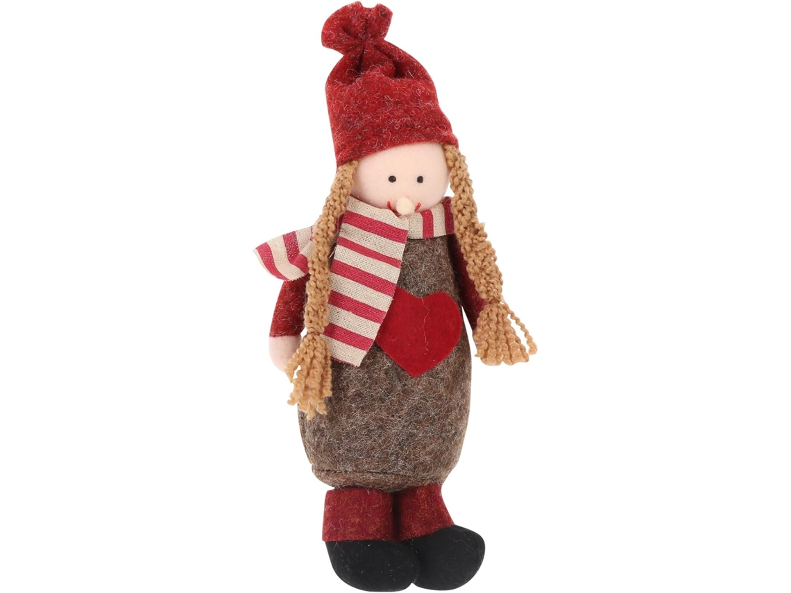 Adorno Muñeca Tejida Decoración Fiestas Hogar Ambiente Navideño Niña Pie Tela No Roja