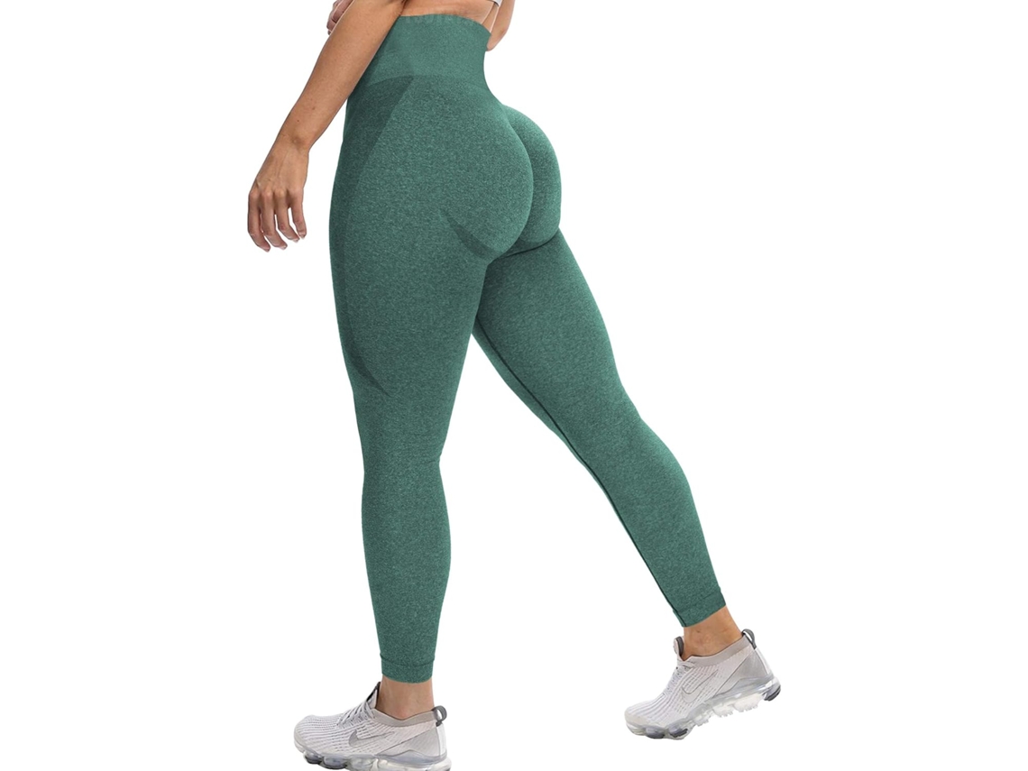 Leggings de cintura alta para mujer, sin costuras, con contorno de sonrisa, para gimnasio, yoga, realza los glúteos y controla el abdomen.