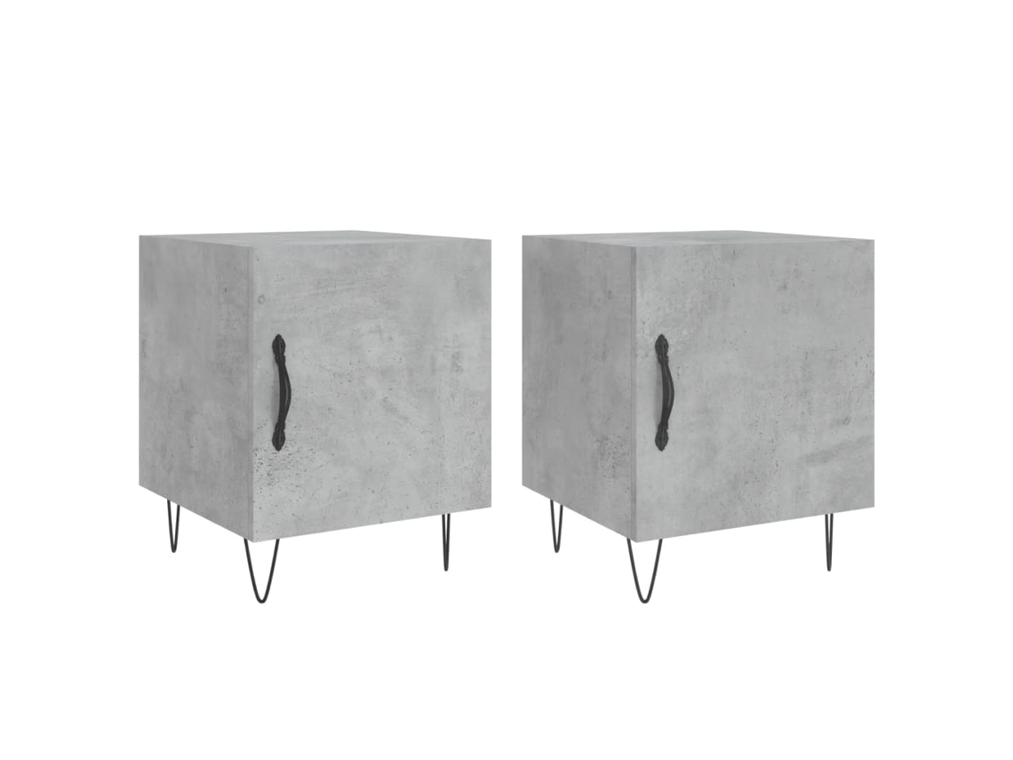 Juego de 2 mesitas de noche en madera gris cemento, MAISON EXCLUSIVE (40x40x50 cm)