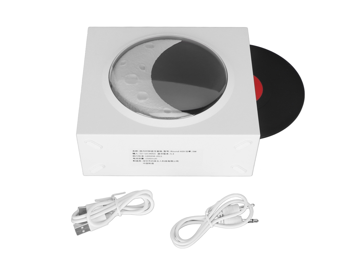 Reloj Despertador Bluetooth De Estilo Retro Con Altavoz, Luz Nocturna De Luna Y Estrellas, Blanco.
