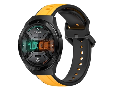 Correa de reloj inteligente para Huawei Watch GT 2E 22 mm Bucle convexo de silicona bicolor (amarillo + negro)