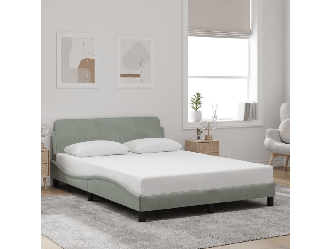 Estructura De Cama Sin Colchón Terciopelo Gris Claro 140x200 Cm