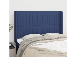 Cabecero Con Orejas De Tela Azul 147x16x118/128 Cm
