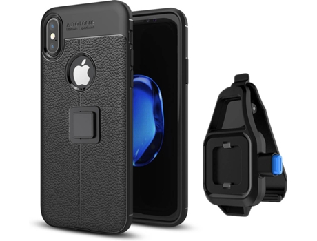 Funda iPhone X Rugged Leather con Soporte de Cintura Negro