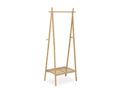Relaxdays Perchero De Bambú, Plegable, Barra De Colgar Ropa Con Estante, 4 Ganchos, 160 X 74 X 42 Cm, De Pie, Natural