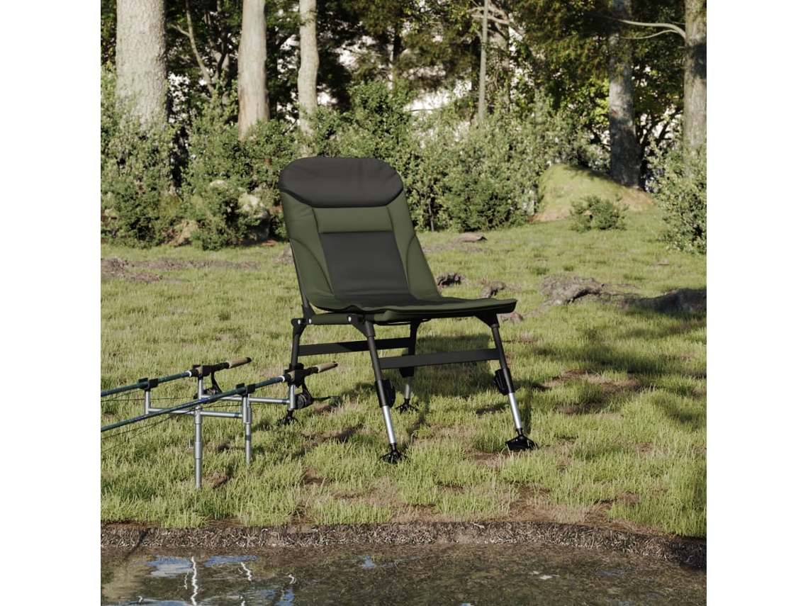 Silla de pesca plegable verde con patas ajustables DKD Home Decor