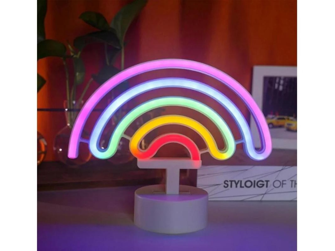 Base Neón Yizhood Con Soporte Usb O Led Alimentado Por Batería Decoración De Mesa Decoración De Pared De La Habitación Blanco