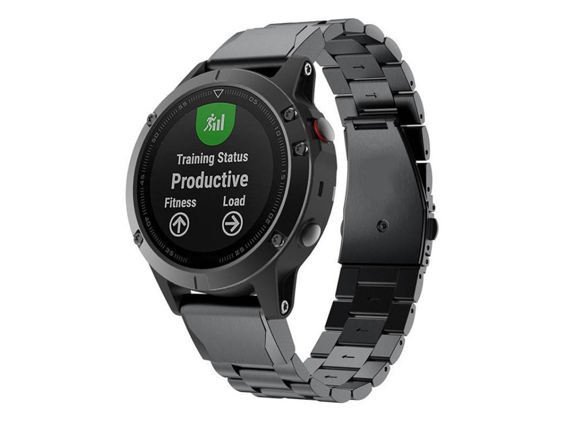 Bracelete Para Garmin (20mm) - Liga De Titânio - Fecho Plano Integrado - Três Esferas - Liberação Rápida Preta