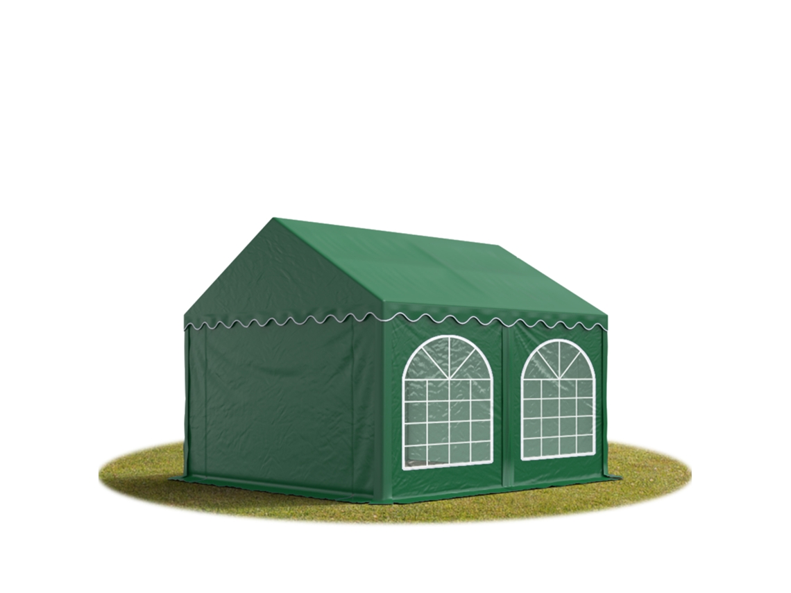 Carpa para fiestas de 3 x 4 m, PVC 750, con base reforzada, portaherramientas verde oscuro