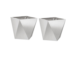 HARLANV1 Maceta de acero galvanizado, color plata, 30x30x30 cm