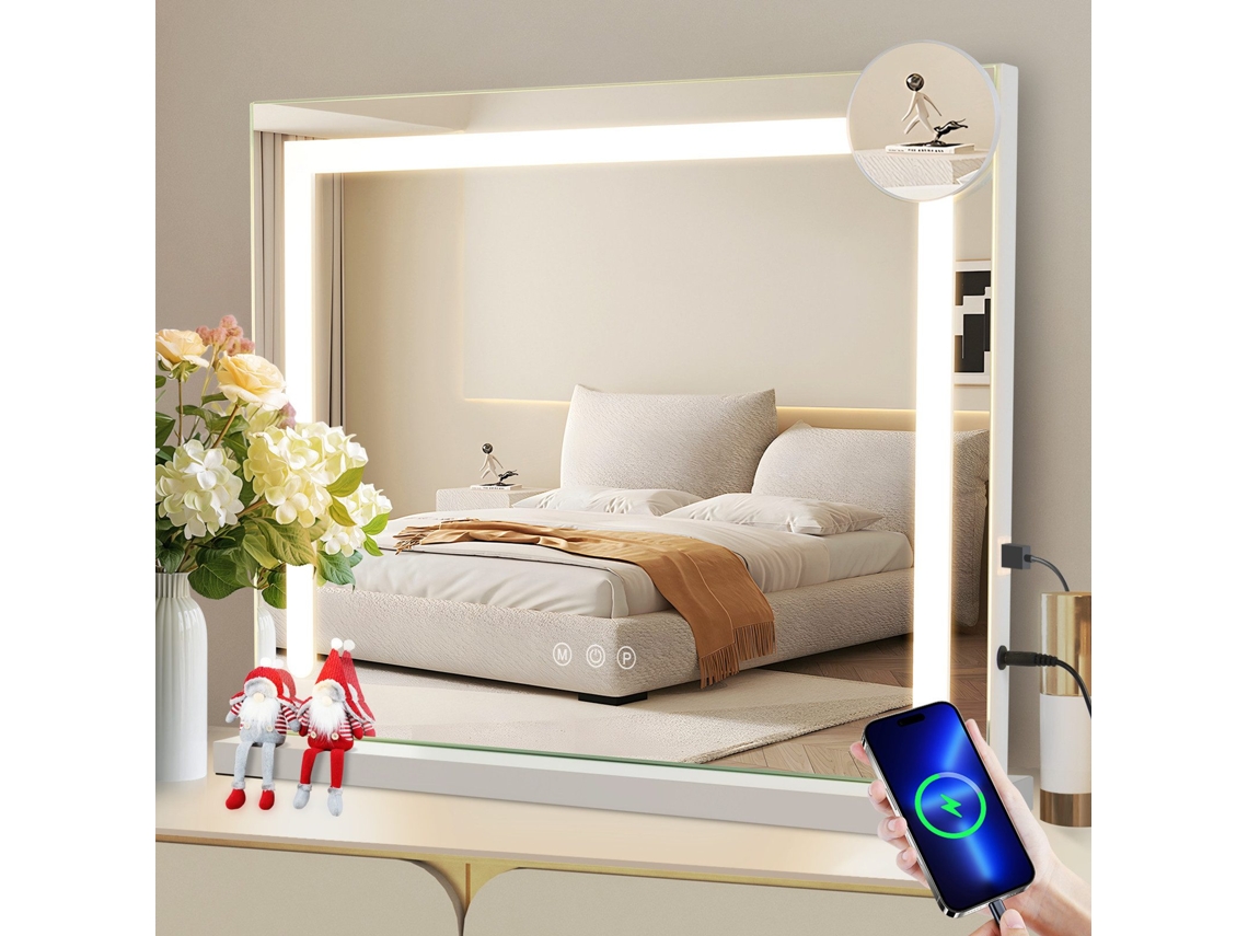Lámpara de espejo rectangular blanca Nettlife