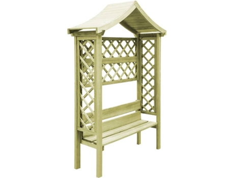vidaXL Pérgola de jardín con tejadillo y banco de madera de pino