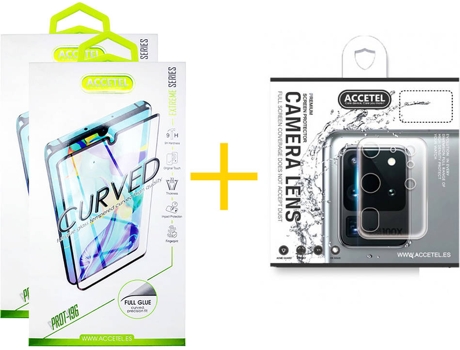 Kit 2 Protectores de Cristal Templado Samsung Galaxy S20 + Plus 5G ACCETEL 2.5D Curva (Transparente)