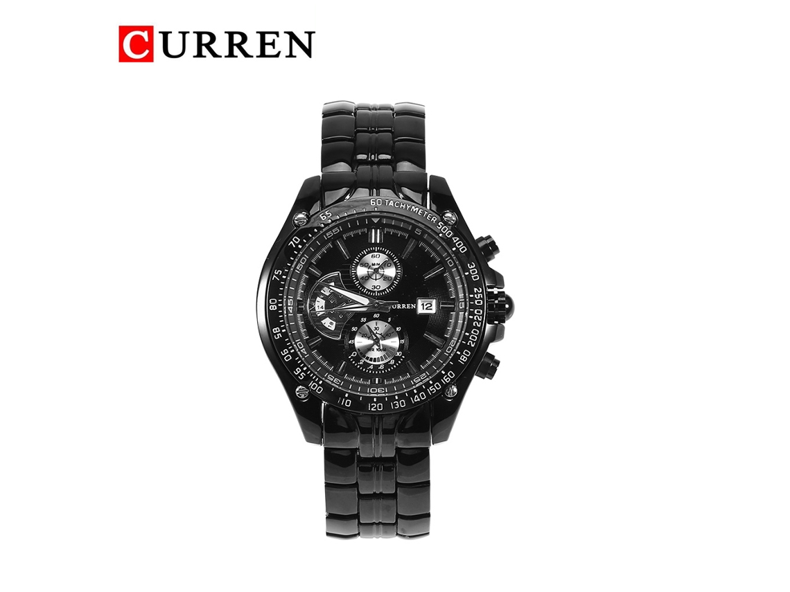 Reloj De Pulsera Analógico De Cuarzo Para Hombre Curren, Correa De Aleación, Negro, Redondo.