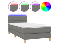Maison Exclusive - Cama Box Spring Con Colchón Y Led Tela Gris Oscuro 80x200 Cm