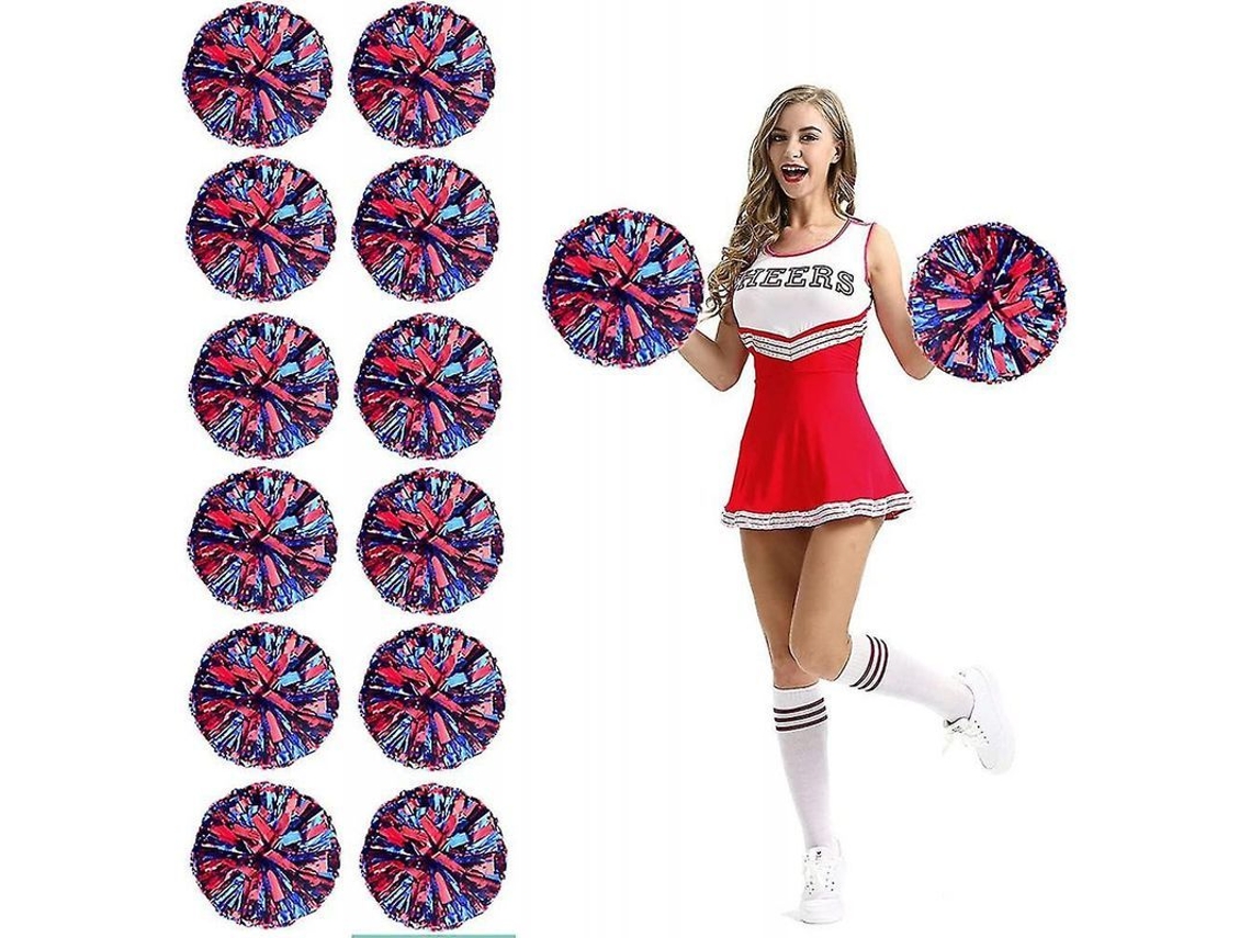 2026-12 Pompones De Cheerleading Con Agujeros Para Dedos De Lámina Metálica Qyf Talla 26-30 Cm Pet Ligero Para Deporte Y Fiesta