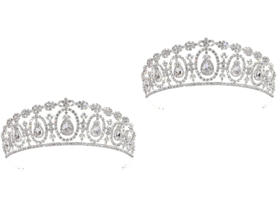 Corona De Diamantes De Imitación De 2 Piezas Para Bodas, Tiara Elegante Y Chic Y Accesorio Brillante Para El Cabello