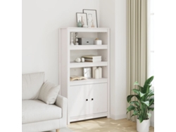 Aparador Alto Madera Maciza De Pino Blanco 80x35x154 Cm