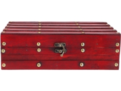 Caja De Almacenamiento Retro Para Libros Y Joyas En Madera Roja Natural, Organizador Multiusos.