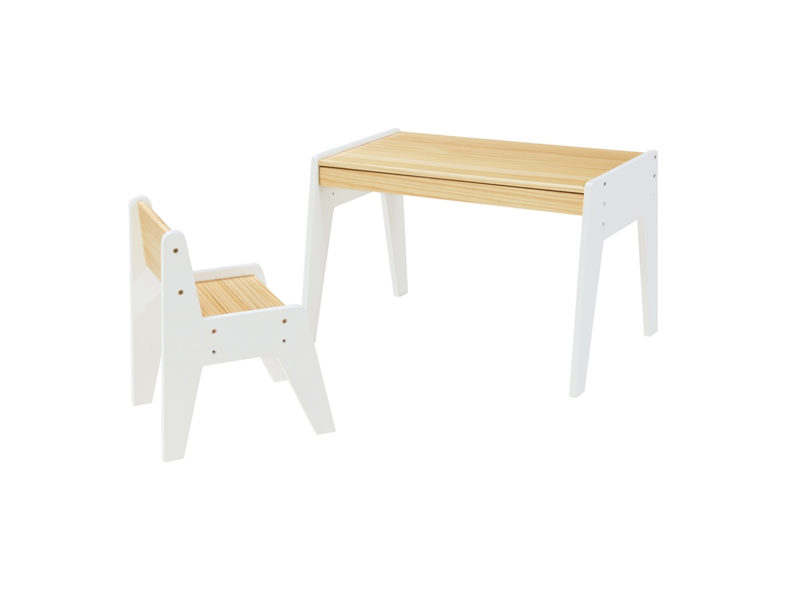 Juego de mesa y silla infantil Skinnskatteberg - Natural/Blanco [EN.CASA]