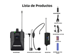 Microfone Dinâmico Sem Fio Recarregável de Mão com Receptor MDUG (1 Conjunto)