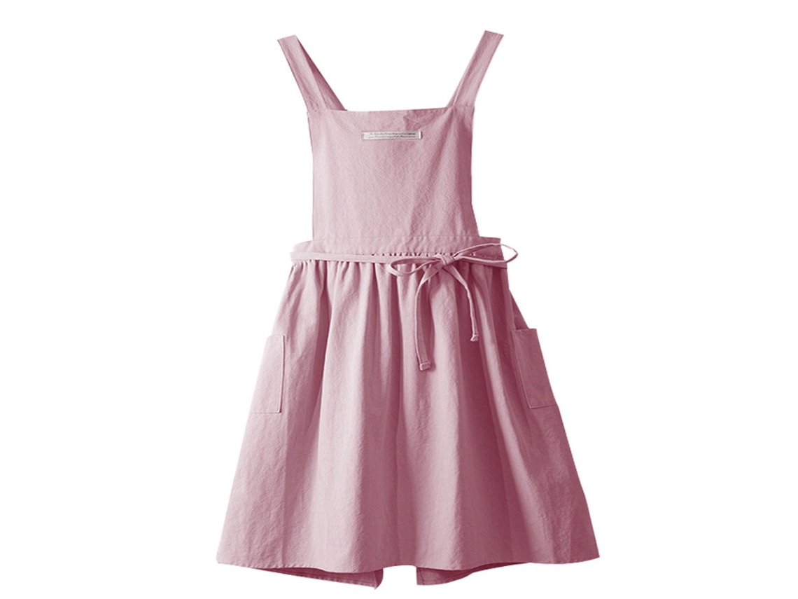 Delantal vintage de algodón y lino para mujeres y niñas, ajustable en la cintura para jardinería y cocina, con dos bolsillos grandes, ropa de mujer.