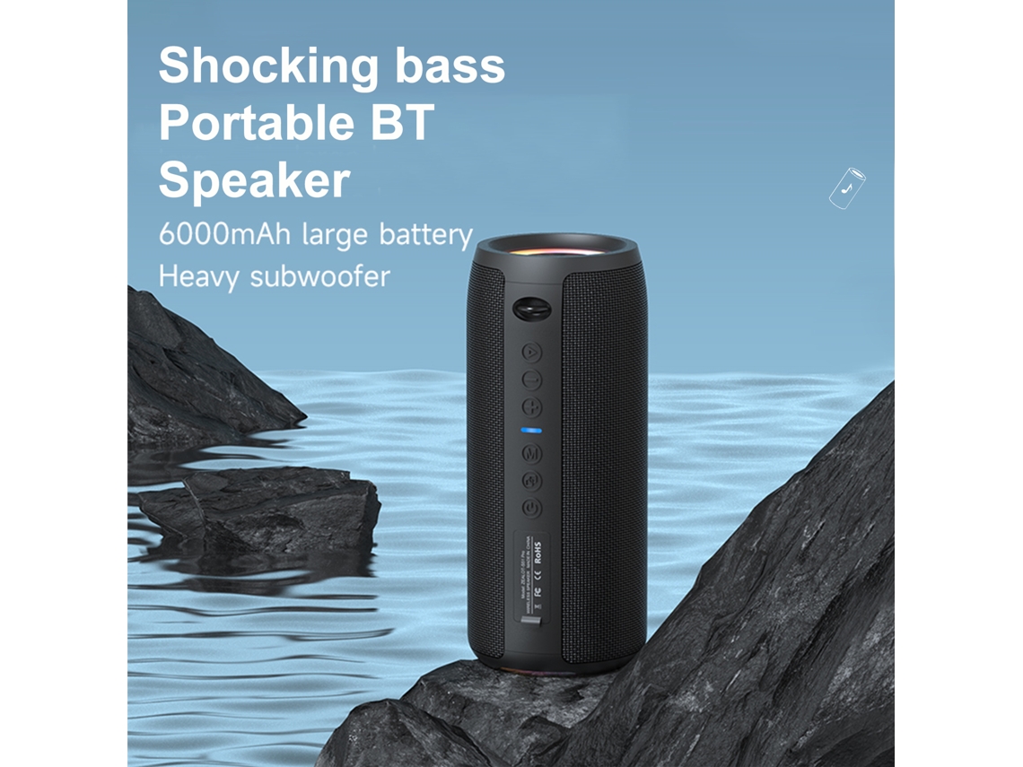 Altavoz Portátil Zealot S51pro Con Bluetooth, 5,2 Gb De Ram, Resistencia Al Agua Ipx7, Batería De 6000 Mah, Luces, Sonido De 360° Y Subwoofer.