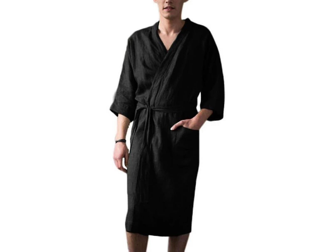 Traje De Baño/camisón De Manga Tres Cuartos De Algodón Y Lino Para Hombre Chm