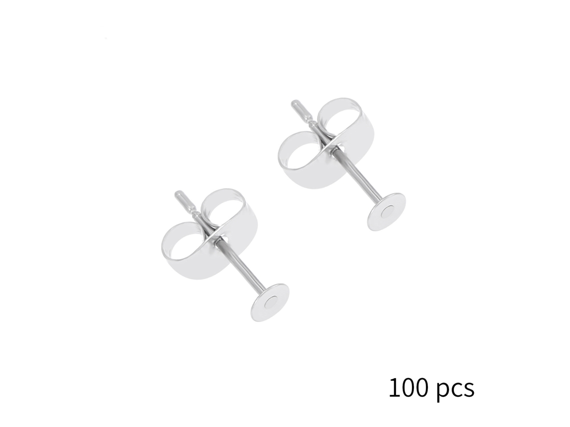 Pendientes 100 Pares De Pendientes Planos De 4 X 12 Mm, Para Hacer Tú Mismo (acero) Chrui