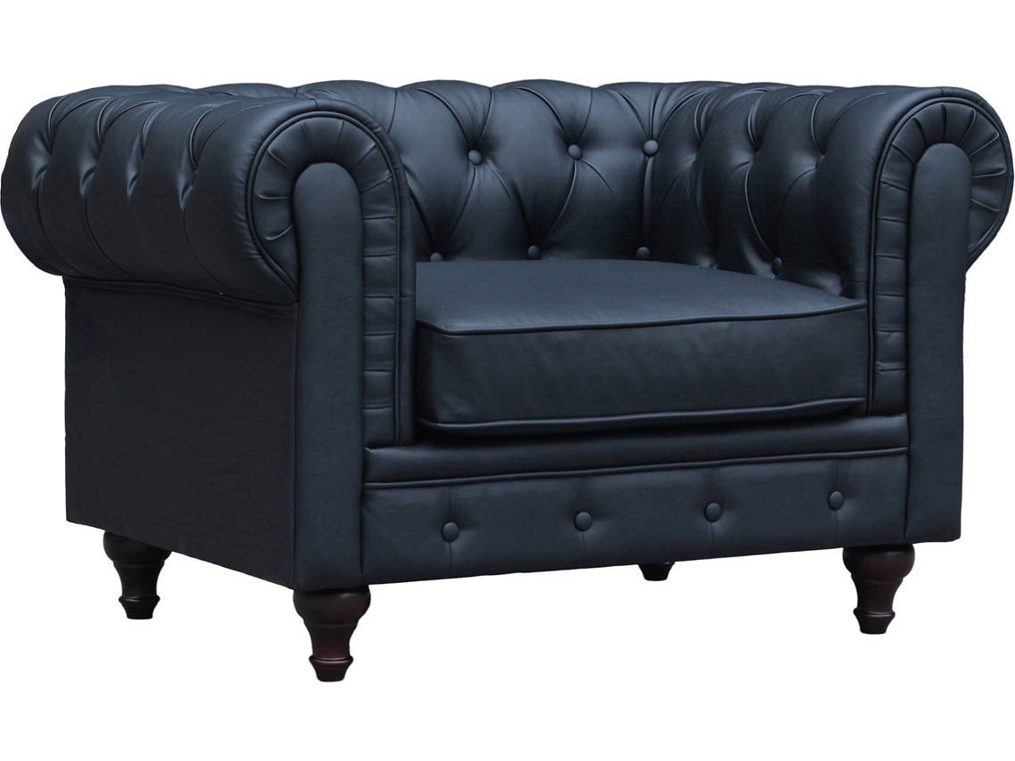 Butaca HABITAT ET JARDIN Chesterfield Aliza  Negro (111x82x70 cm - PU)