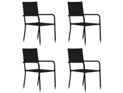 Sillas de comedor de jardín apilables de 4 piezas DKD Home Decor en mimbre sintético negro