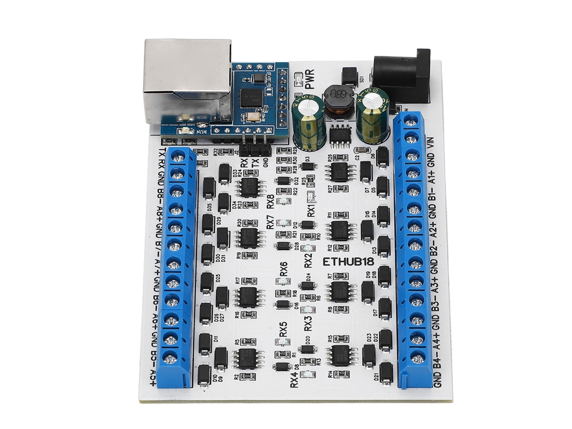 Omni-conversor Hub Rj45 A 8 Rs485 Con Protección Contra Sobrecargas Módulo Hub Para Monitoreo De Seguridad Dc7‑30v